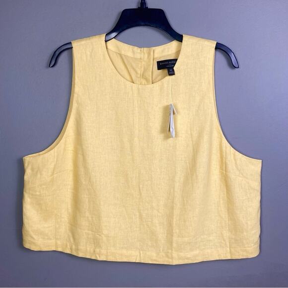 Banana Republic top XL NWT Shell linen yellow relaxed boxy lagenlook - Picture 1 of 12